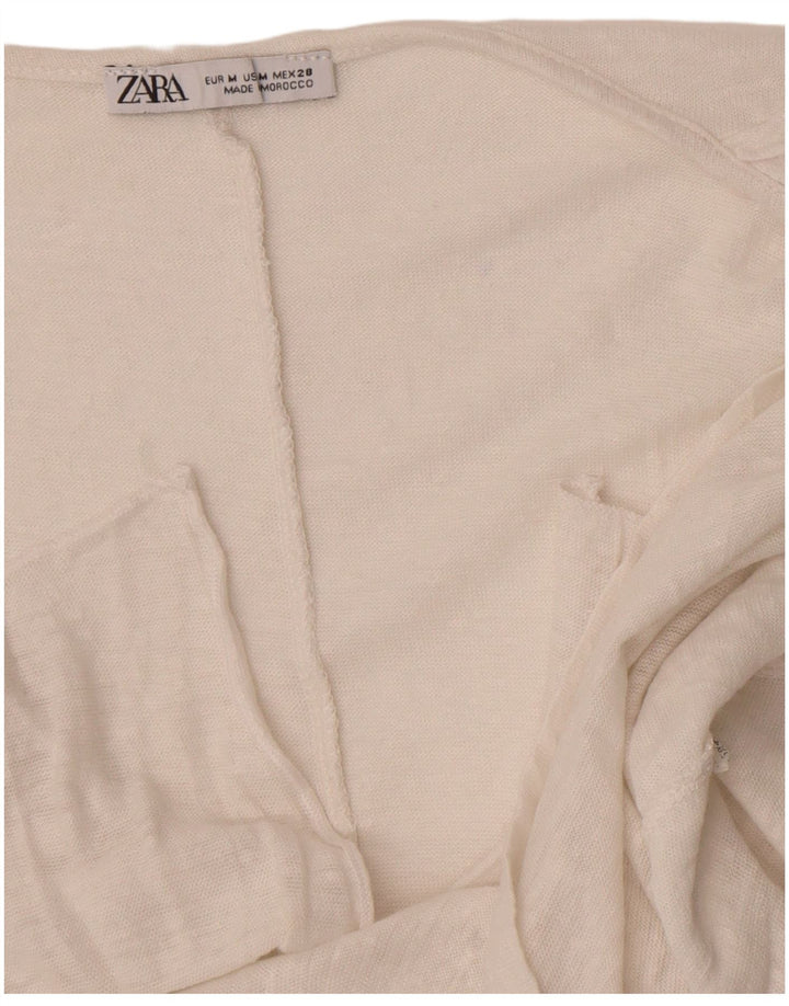 Top senza maniche in camicetta da donna Zara UK 12 medio bianco screziato
