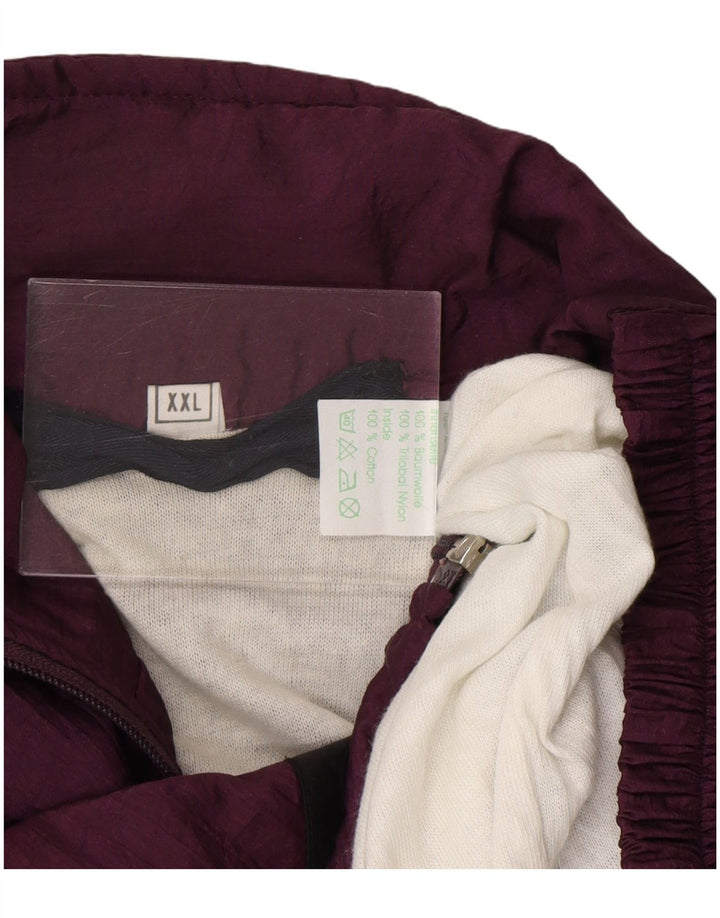 Giacca da ginnastica vintage da uomo 2XL in nylon color block marrone