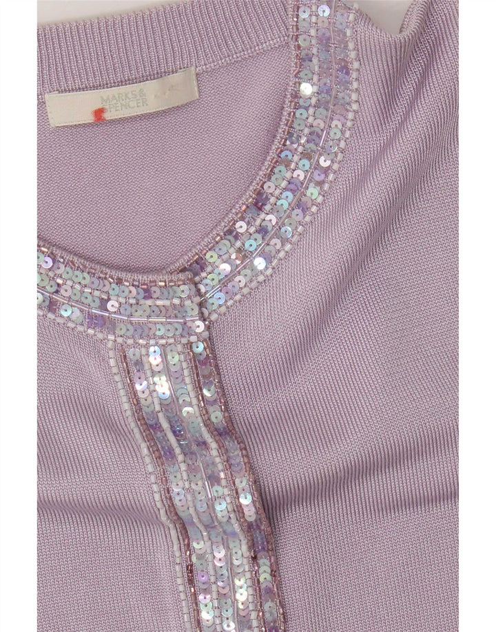Maglione cardigan da donna Marks & Spencer UK 10 piccolo viola