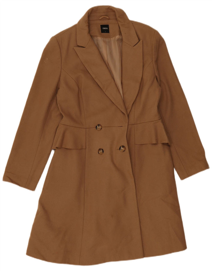 Cappotto doppiopetto da donna Oasis UK 16 Large Beige Lana