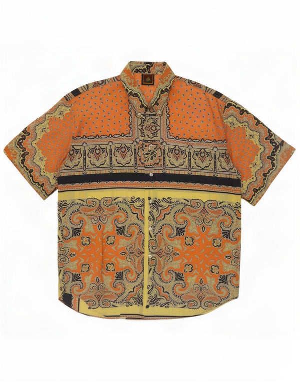 Camicia da uomo a maniche corte Navigare XL in cotone cachemire arancione