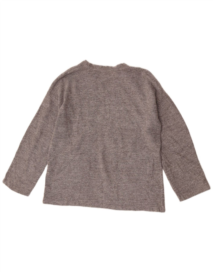Top Zara da donna oversize a maniche lunghe UK 10 piccolo poliestere chiazzato grigio