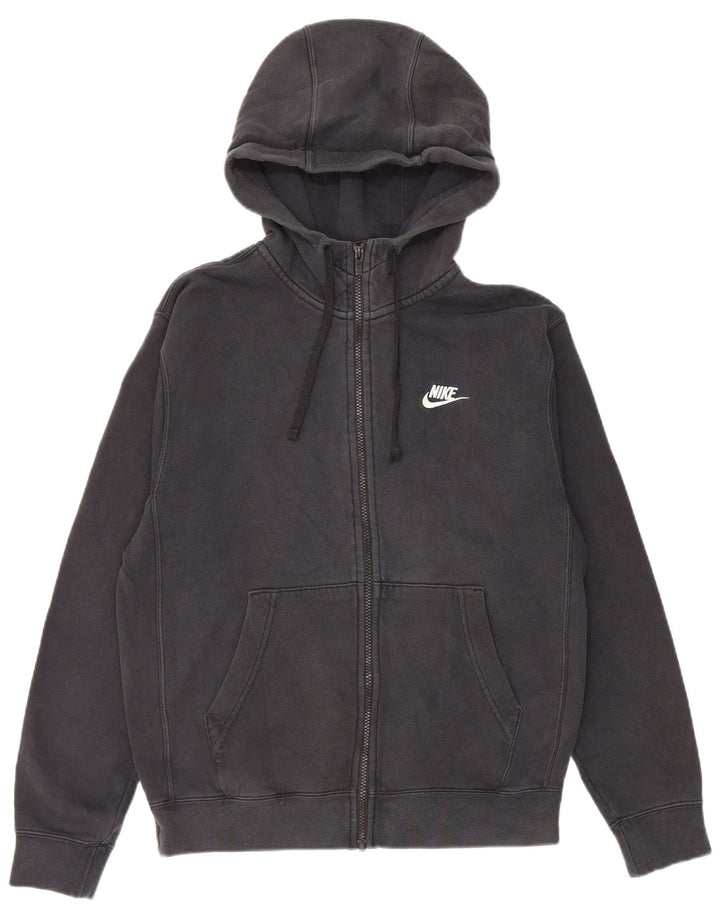Felpa con cappuccio e zip Nike da uomo piccola in cotone nero