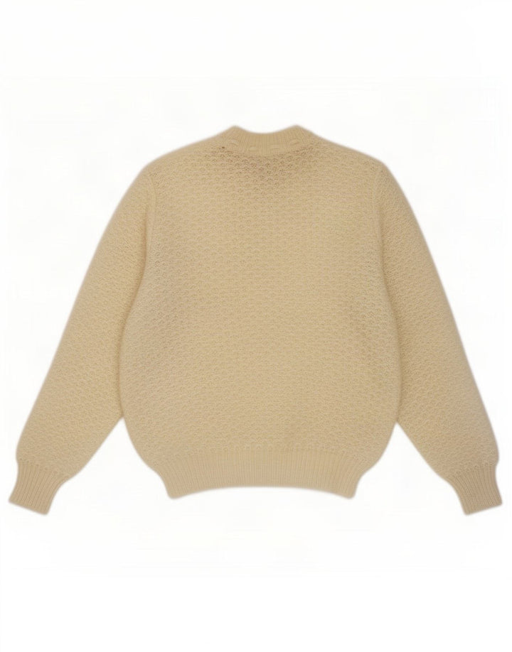 Maglione maglione girocollo da donna vintage UK 14 Beige medio