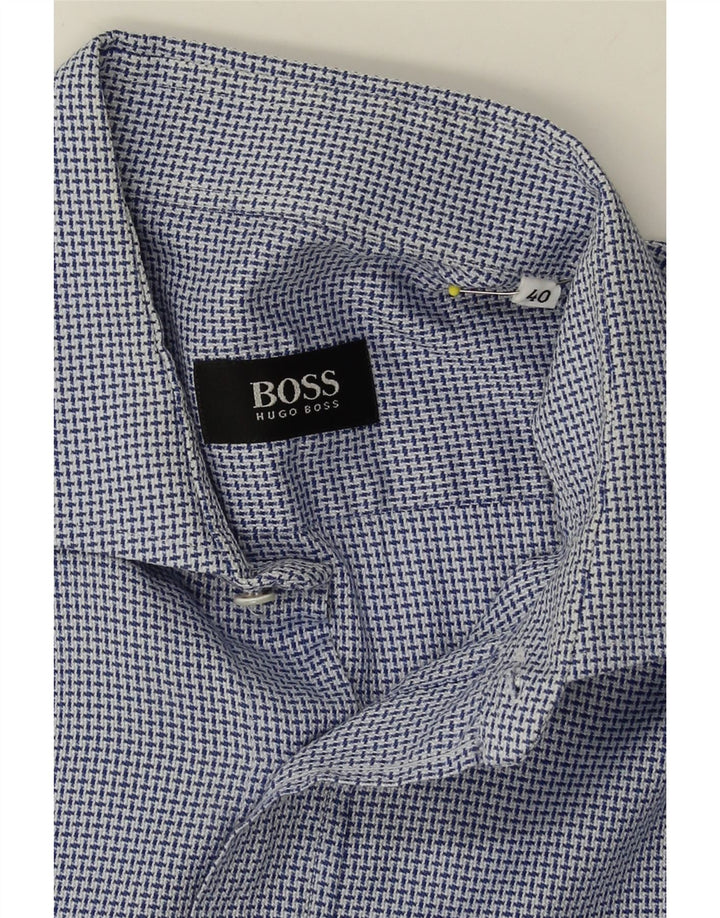 HUGO BOSS Mens Shirt Size 40 Medium Blue Check Vintage Hugo Boss and Second-Hand Hugo Boss from Messina Hembry 