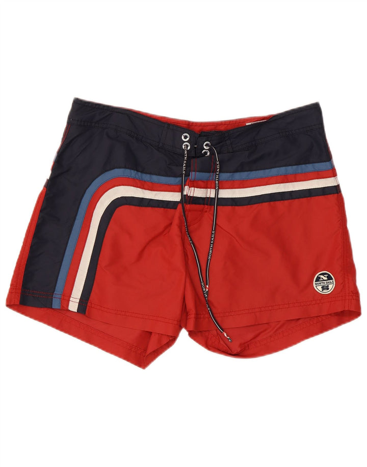 Pantaloncini da bagno grafici da uomo North Sails, poliammide color block rosso medio