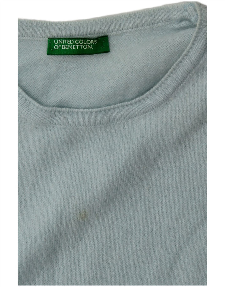BENETTON Maglione girocollo da donna UK 14 Medio Turchese