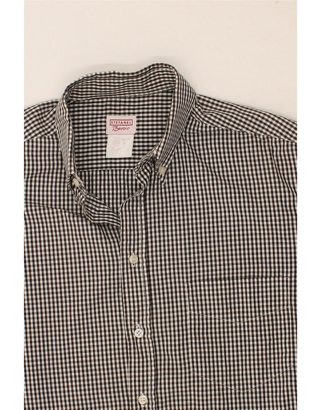 STEFANEL Mens Shirt Medium Grey Check Cotton Vintage Stefanel and Second-Hand Stefanel from Messina Hembry 
