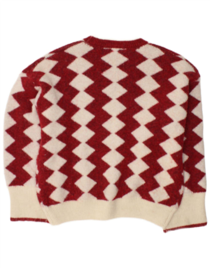 Maglione maglione girocollo oversize da donna Oasis UK 10 Piccolo rosso geometrico