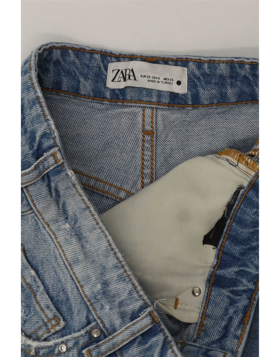 Pantaloncini di jeans da donna Zara EU 38 piccoli W28 blu