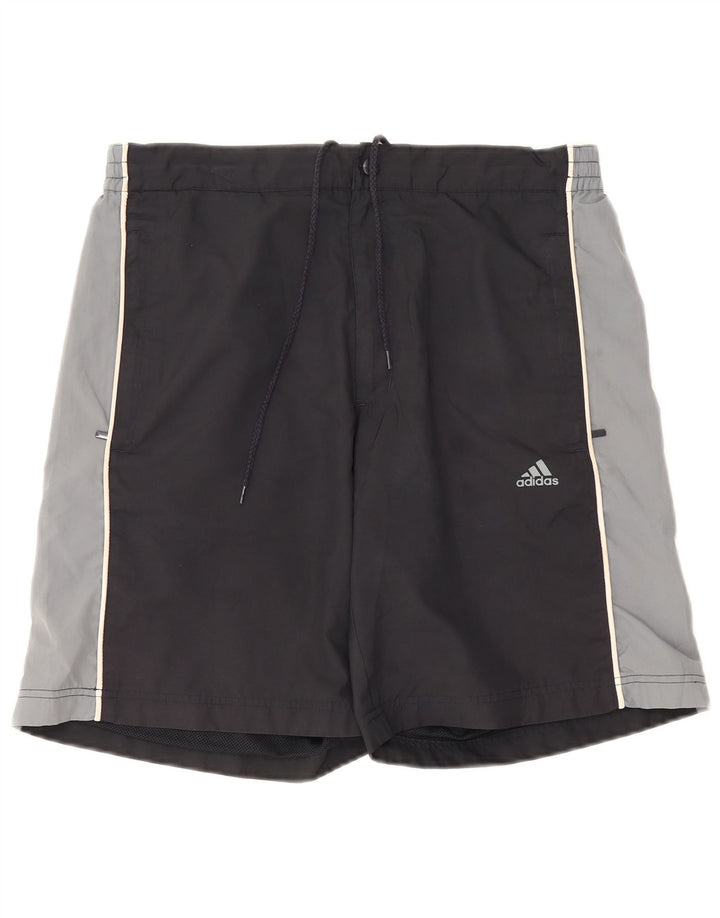 Pantaloncini sportivi regolari da uomo con grafica Adidas, poliestere color block medio nero