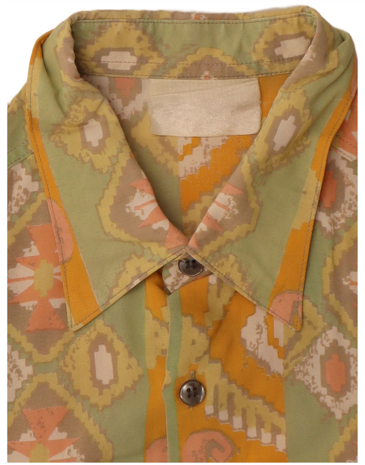 Camicia da uomo a maniche corte VINTAGE in viscosa geometrica giallo medio