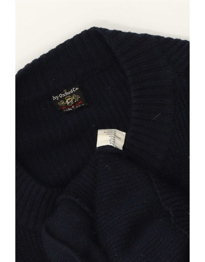 Maglione cardigan da uomo Ivy Oxford in lana blu navy media