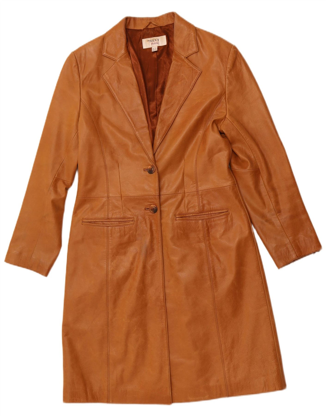 AVANTI Cappotto in pelle Petite da donna UK 12 Pelle marrone medio