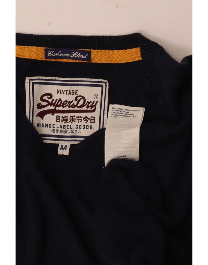 Maglione da uomo con scollo a V Superdry in cotone blu navy medio