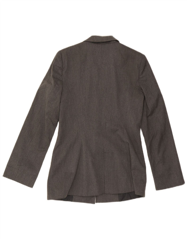 Giacca blazer a 1 bottone da donna Zara UK 10 piccola poliestere grigio