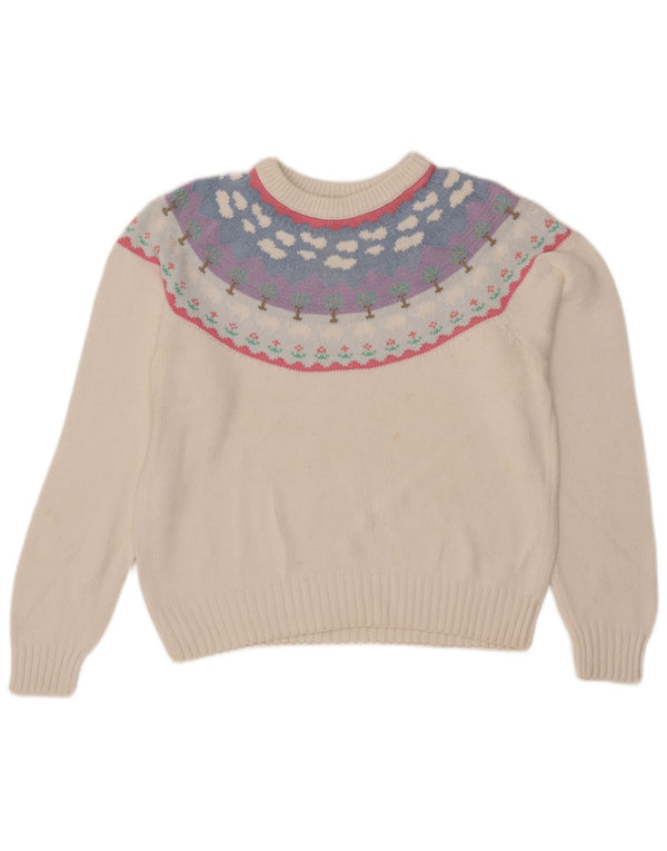 Maglione maglione girocollo da donna Eddie Bauer UK 16 Large White Fair Isle