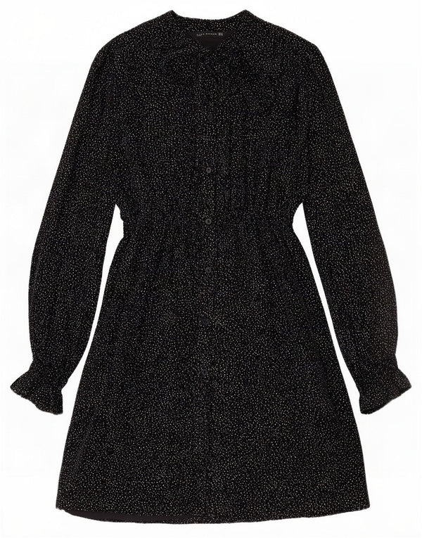 Abito chemisier da donna Zara con cravatta sul davanti UK 14 medio nero maculato