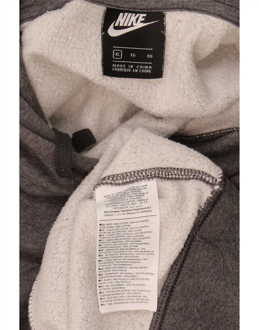 Felpa con cappuccio da uomo Nike XL in cotone grigio