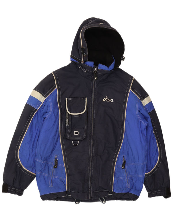 Giacca da sci con cappuccio da uomo Asics UK 40 Large Blu Navy Colourblock