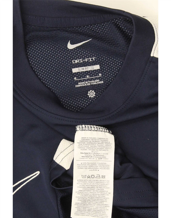 T-shirt Nike da uomo Dri Fit Slim Top medio in poliestere color block blu navy