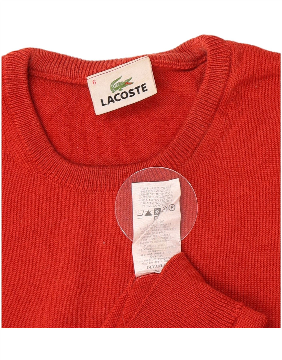 Maglione maglione girocollo da uomo Lacoste taglia 6 XL lana vergine rossa