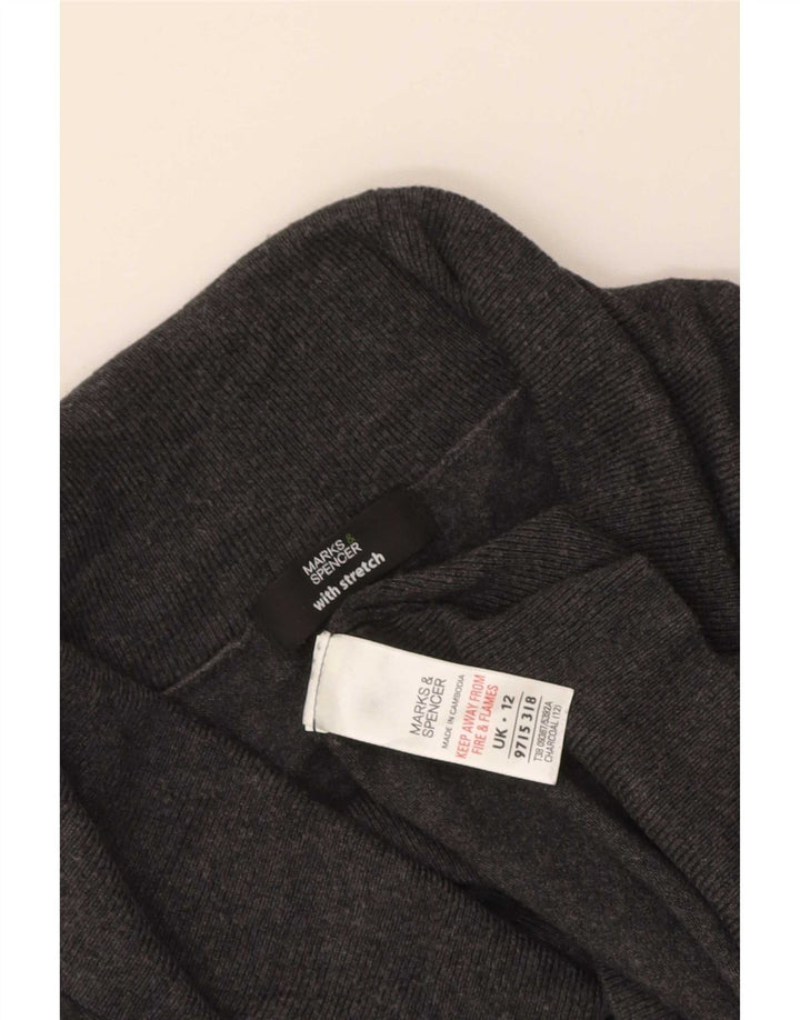 Maglione maglione a collo alto da donna Marks & Spencer UK 12 Viscosa grigio medio