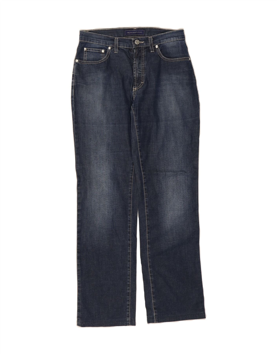 TRUSSARDI Womens Straight Jeans  W28 L29 Navy Blue Cotton Vintage Trussardi and Second-Hand Trussardi from Messina Hembry 