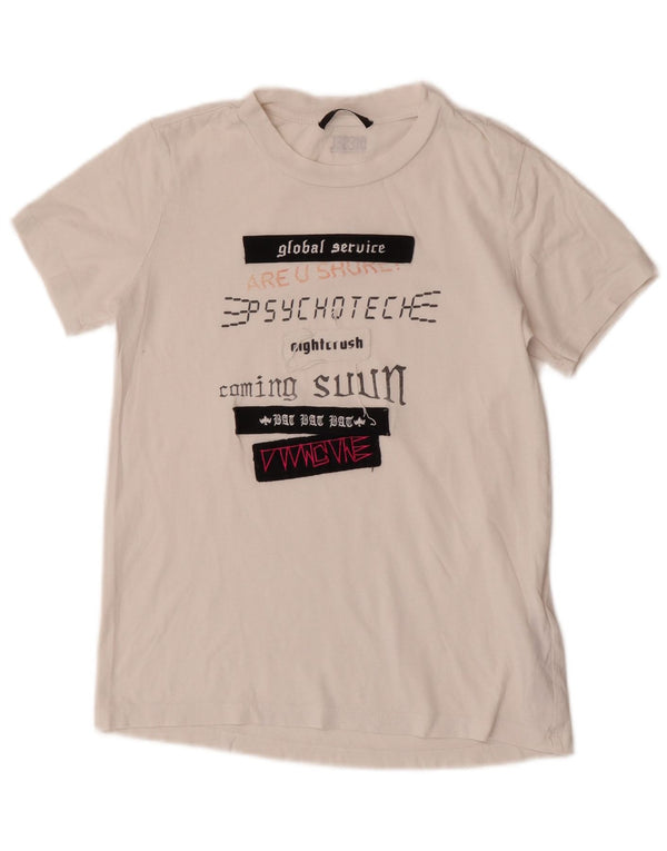 T-shirt grafica da donna Diesel Top UK 6 XS cotone bianco