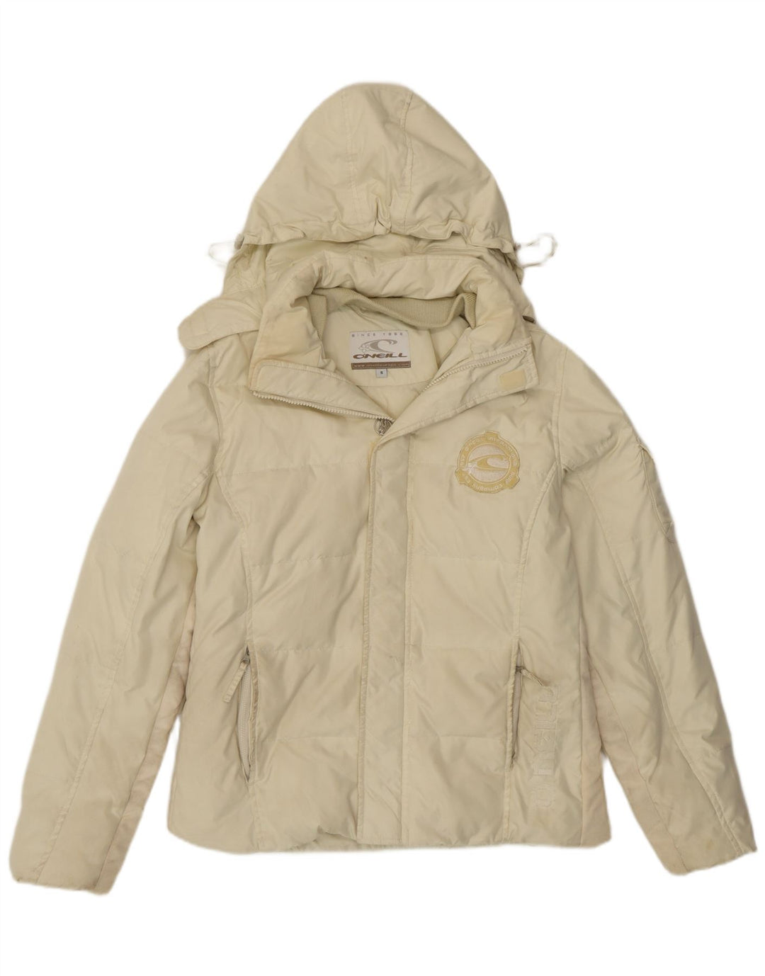 Giacca imbottita con cappuccio da uomo O'Neill UK 36 Small Poliestere bianco sporco