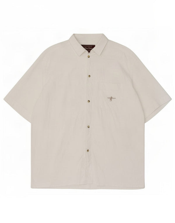 Camicia a maniche corte da uomo Marlboro Classics grande in cotone bianco
