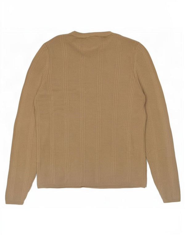 Maglione maglione girocollo da donna Marks & Spencer UK 18 XL viscosa kaki