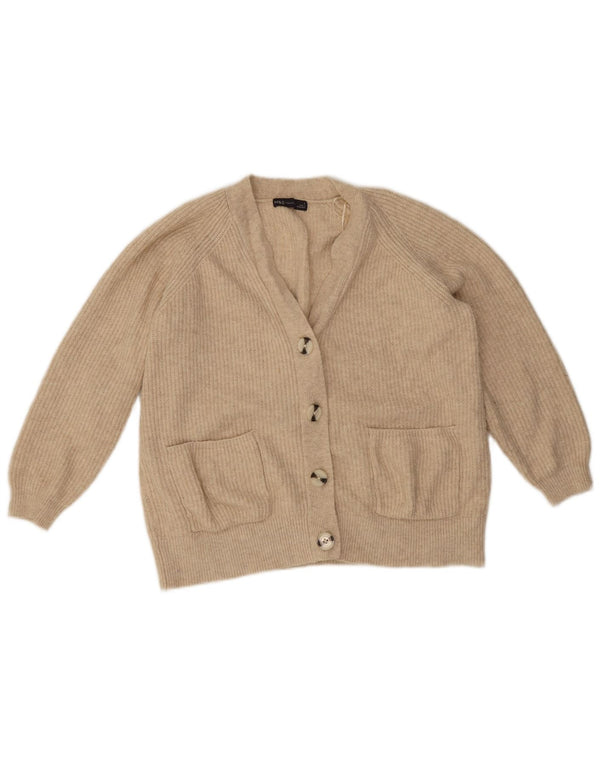 Maglione cardigan da donna Marks & Spencer UK 16 grande acrilico beige