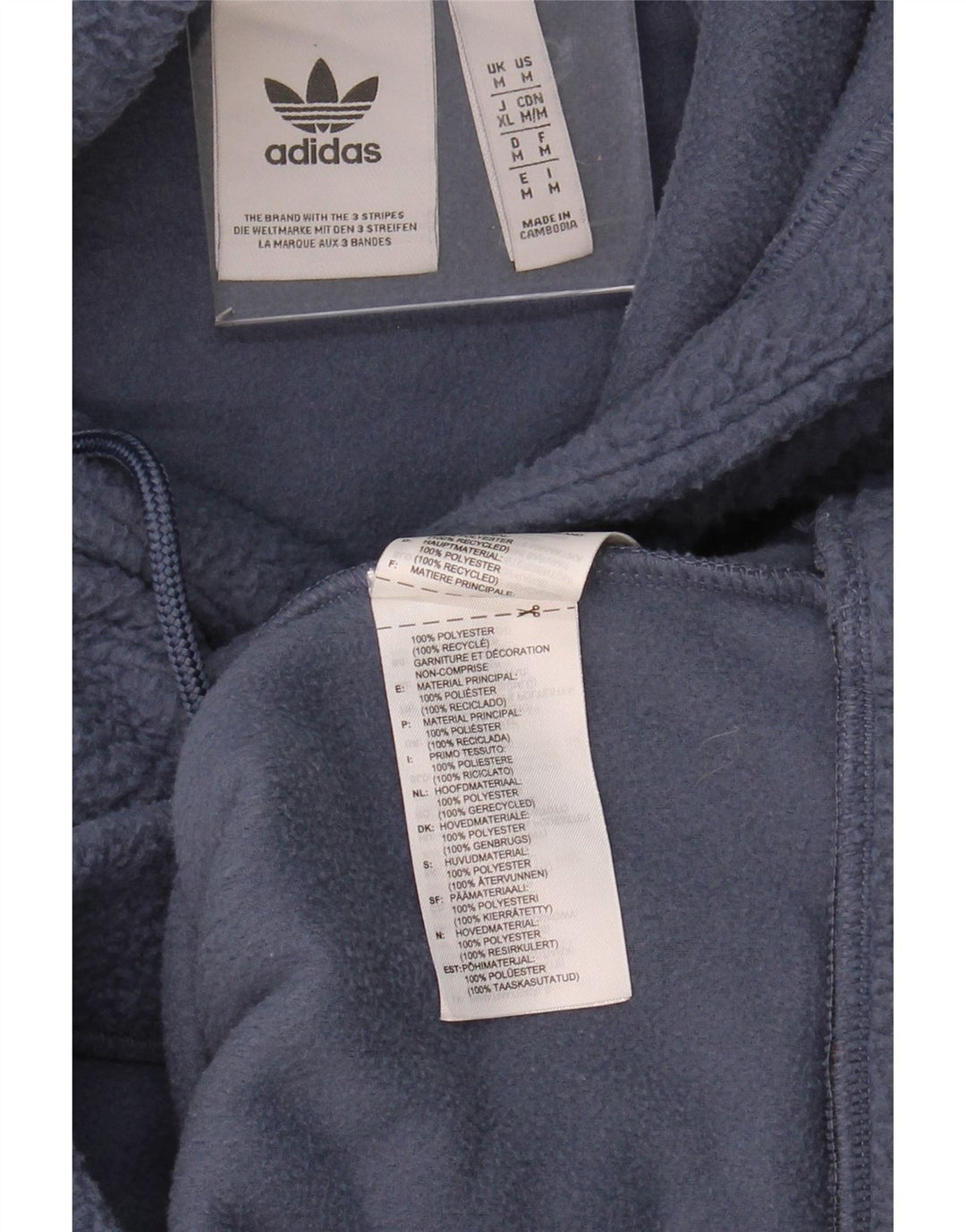 ADIDAS Womens Hooded Fleece Jumper UK 14 Medium Blue Polyester