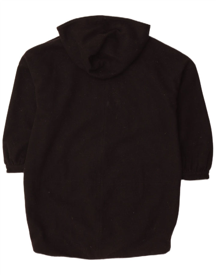 ADIDAS Womens Oversized Hooded Military Overcoat EU 36 Small Black Wool