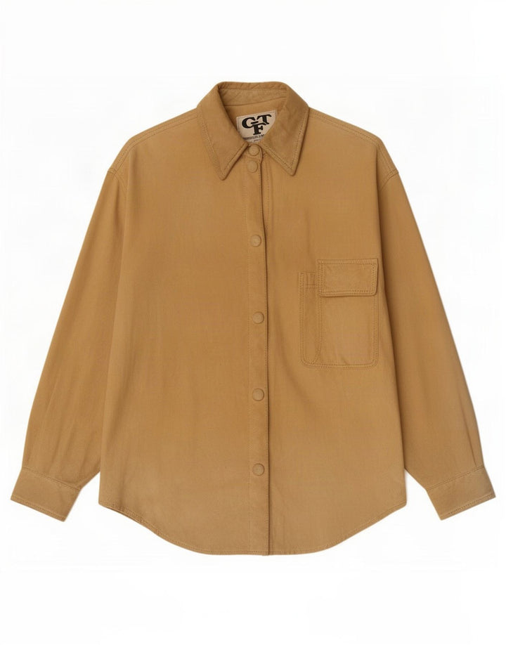 Camicia vintage da donna in pelle scamosciata IT 42 Beige medio