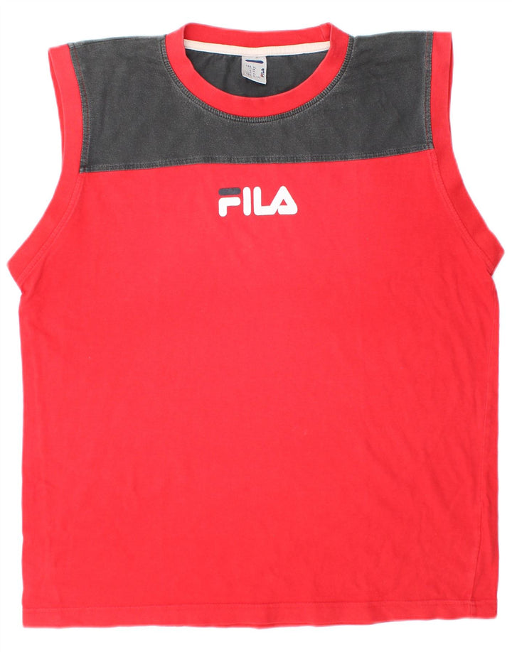 Canotta da uomo FILA XL rossa in cotone color block sportivo