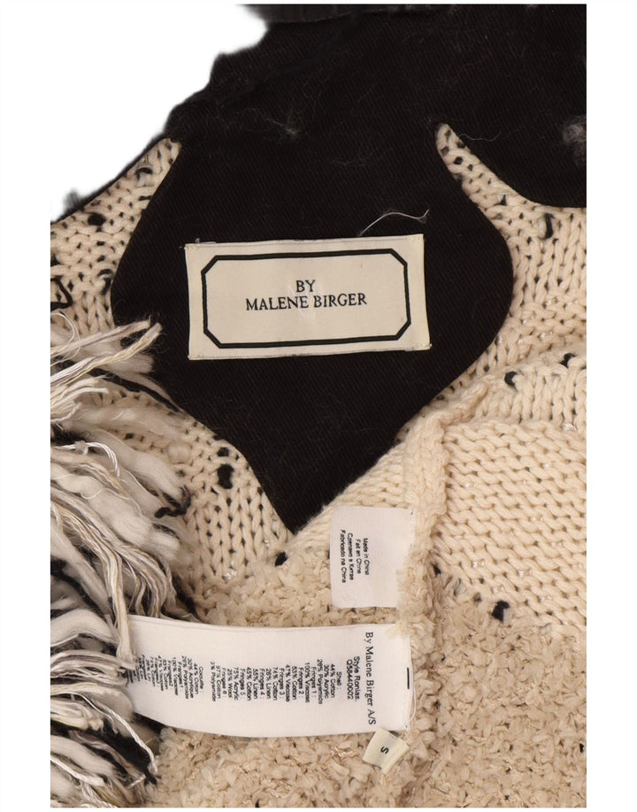 MALENE BIRGER Maglione cardigan da donna UK 10 Piccolo bianco sporco bohémien
