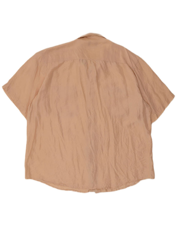 Pura Seta Camicia da uomo a maniche corte vestibilità regolare XL Seta beige