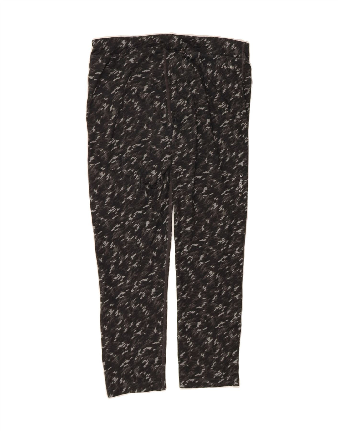 NIKE Womens Dri Fit Leggings UK 12 Medium  Grey Geometric Vintage Nike and Second-Hand Nike from Messina Hembry 