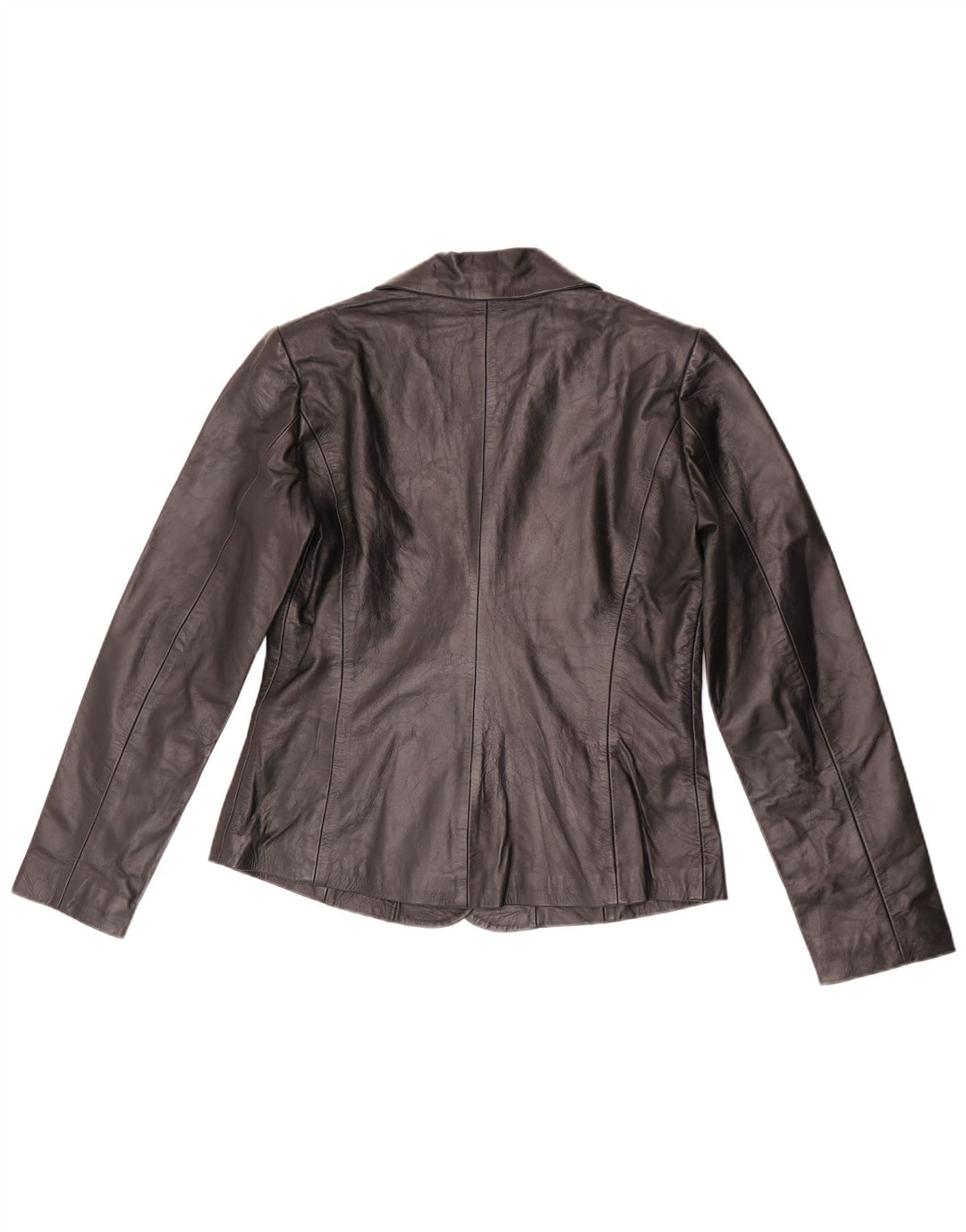 Giacca blazer in pelle vintage da donna a 2 bottoni UK 10 piccola nera