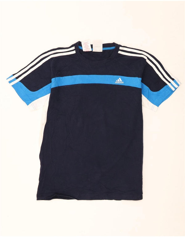 T-shirt Adidas da bambino 15-16 anni in cotone color block blu navy