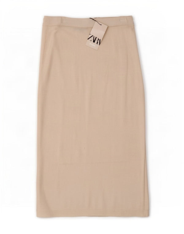 Gonna longuette in maglia da donna Zara media W28 viscosa bianca