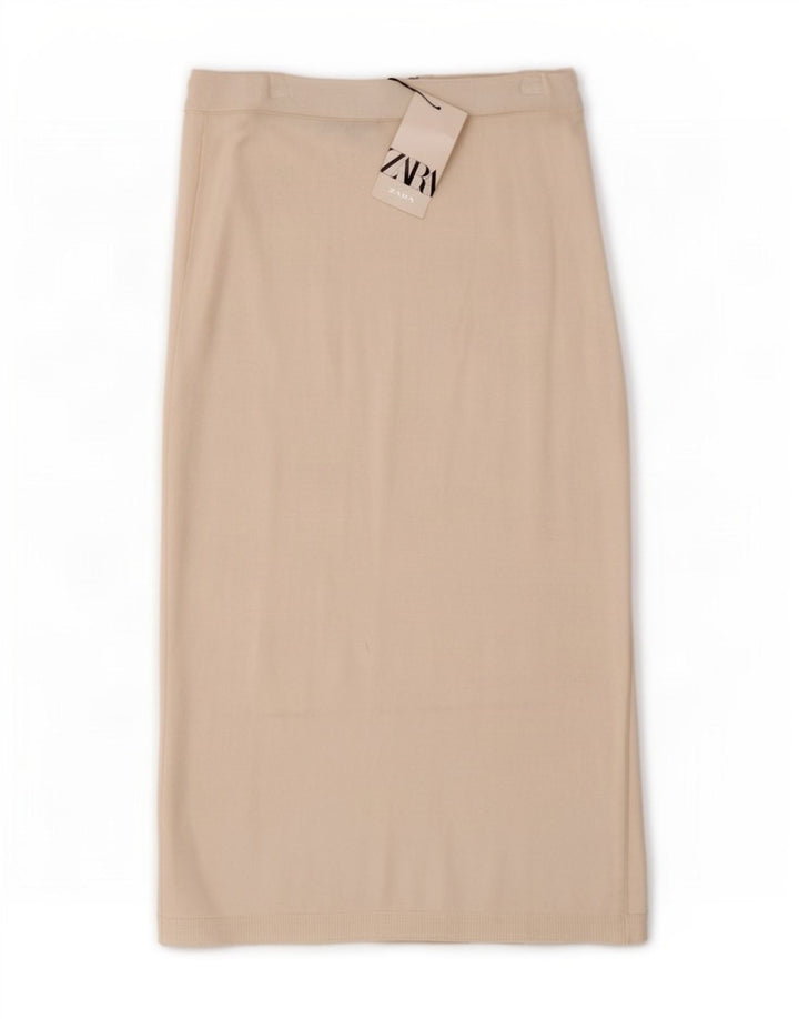 Gonna longuette in maglia da donna Zara media W28 viscosa bianca