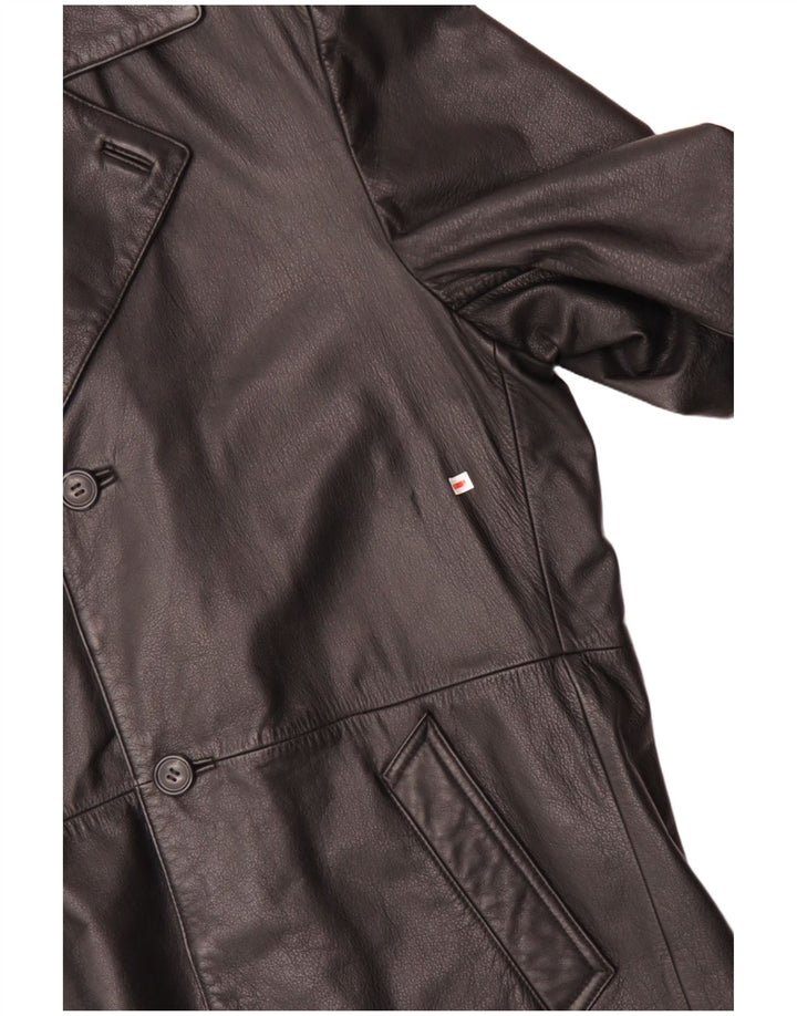 JOHN DEVIN Cappotto in pelle da uomo UK 38 Pelle nera media