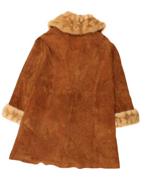 Lavorazione Artigiana Soprabito da donna in pelle scamosciata UK 16 Large in pelle marrone