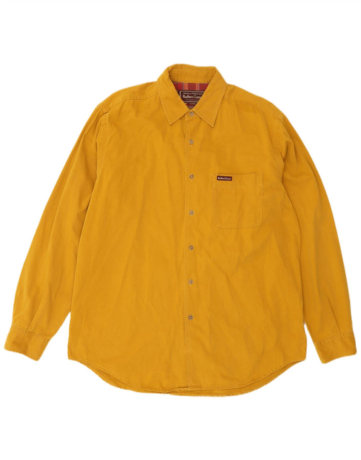 Camicia da uomo Marlboro Classics grande in cotone giallo