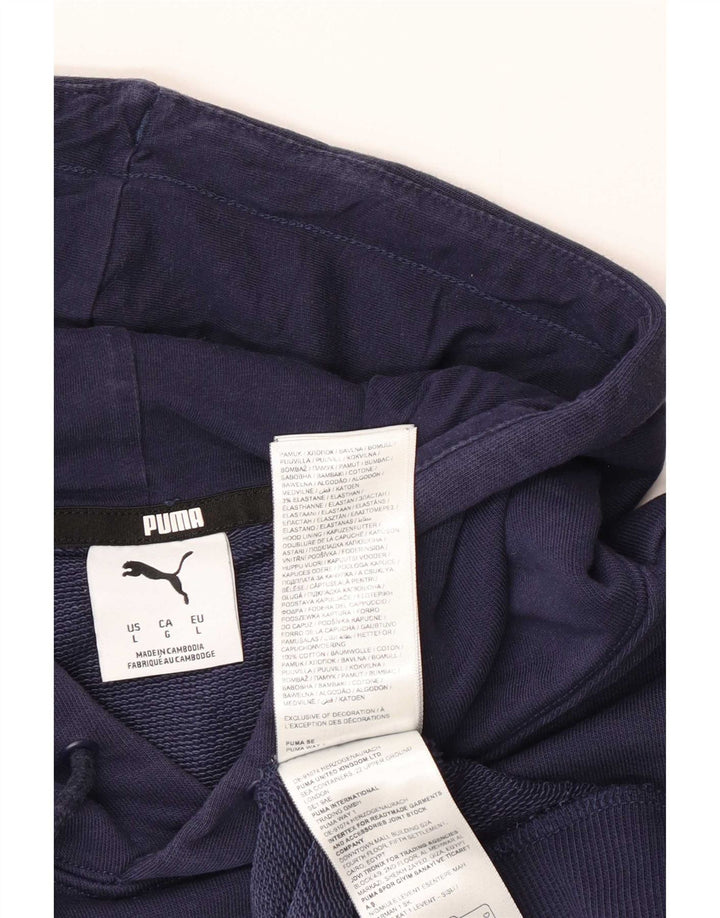 Felpa con cappuccio da uomo Puma Large in cotone blu navy
