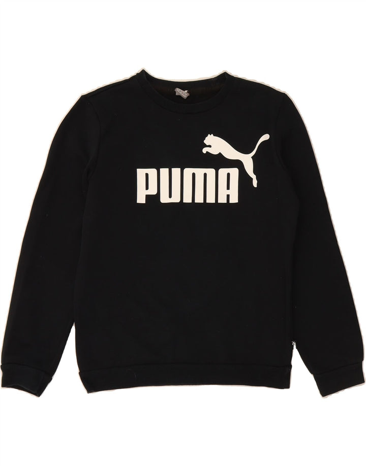 PUMA Boys Graphic Sweatshirt Jumper 13-14 Years Black Vintage Puma and Second-Hand Puma from Messina Hembry 