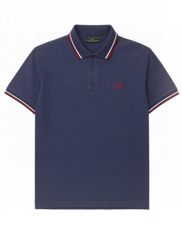 Polo da uomo Fred Perry in cotone a righe medie blu navy